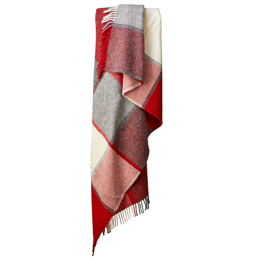 Pure New Wool Throw - Red and Cream Check