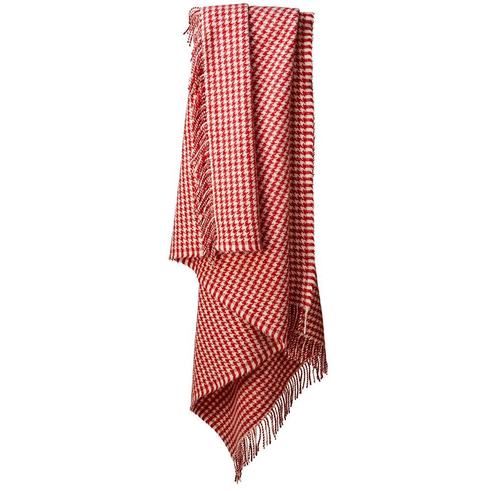 Pure New Wool Throw - Red Houndstooth