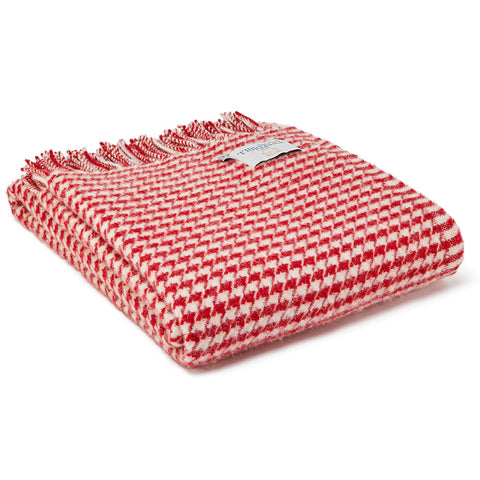 Pure New Wool Throw - Red Houndstooth