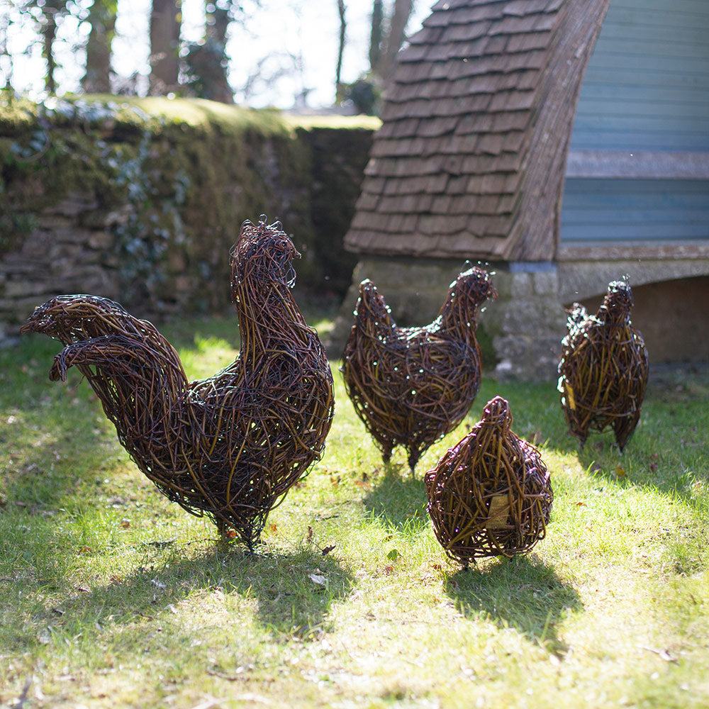 Clutch of Chattering Hens and Maran Cockerel Willow Sculptures | Emma ...