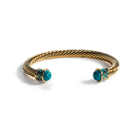 Turquoise and Gold Maya Bangle