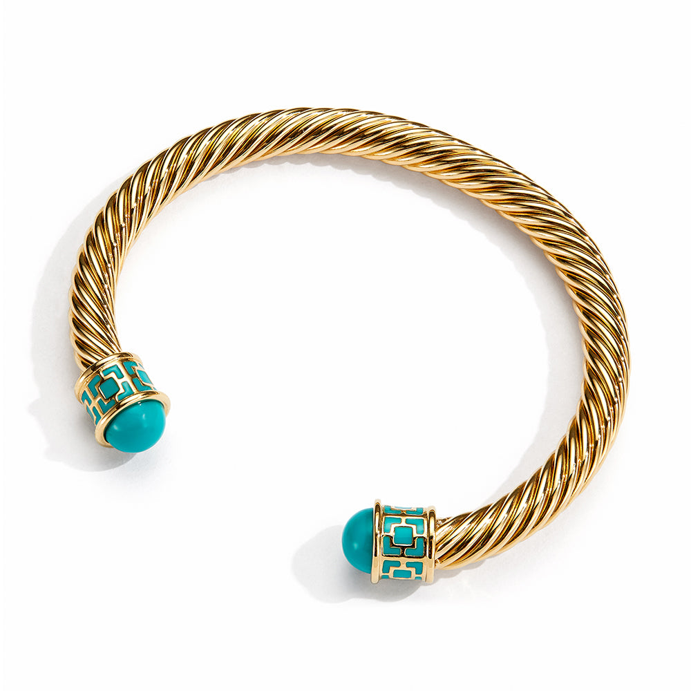 Turquoise and Gold Maya Bangle